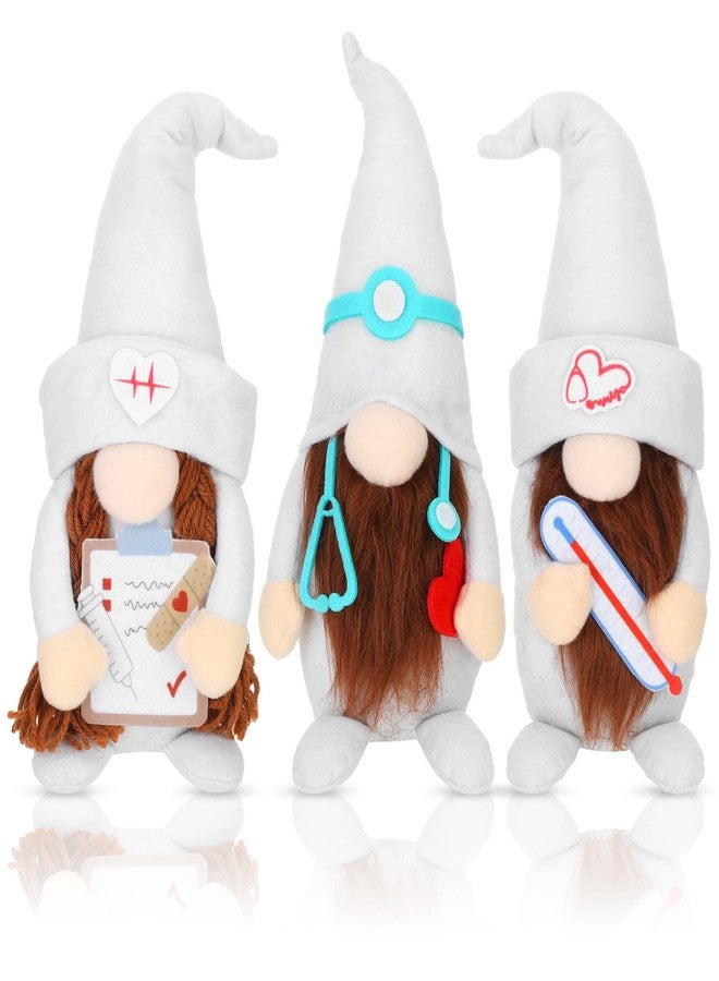 Lineshading 3 Pcs Christmas Nurse Doctor Home Gnome Figurines Plush Decoration Swedish Gnomes Ornaments Decor Hospital Office Decorations Gifts for Christmas Nurse Doctor Home Table - Image 1